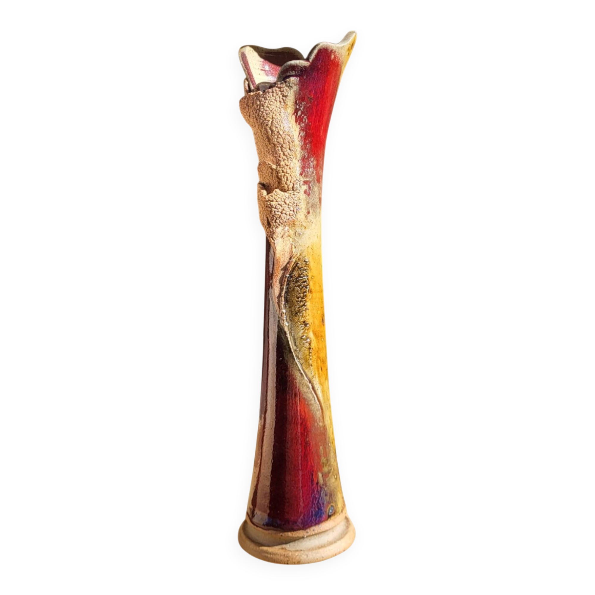 Glazed stoneware single-flower vase, signed Potelune, La Borne.