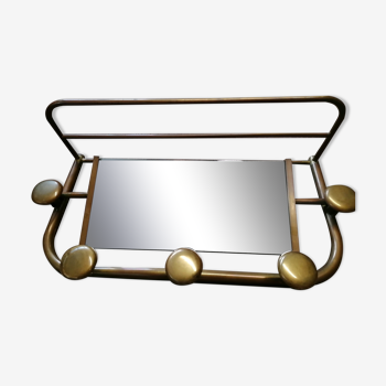 Brass art deco bistro patère with mirror