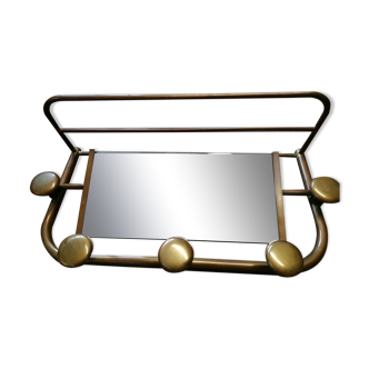 Brass art deco bistro patère with mirror