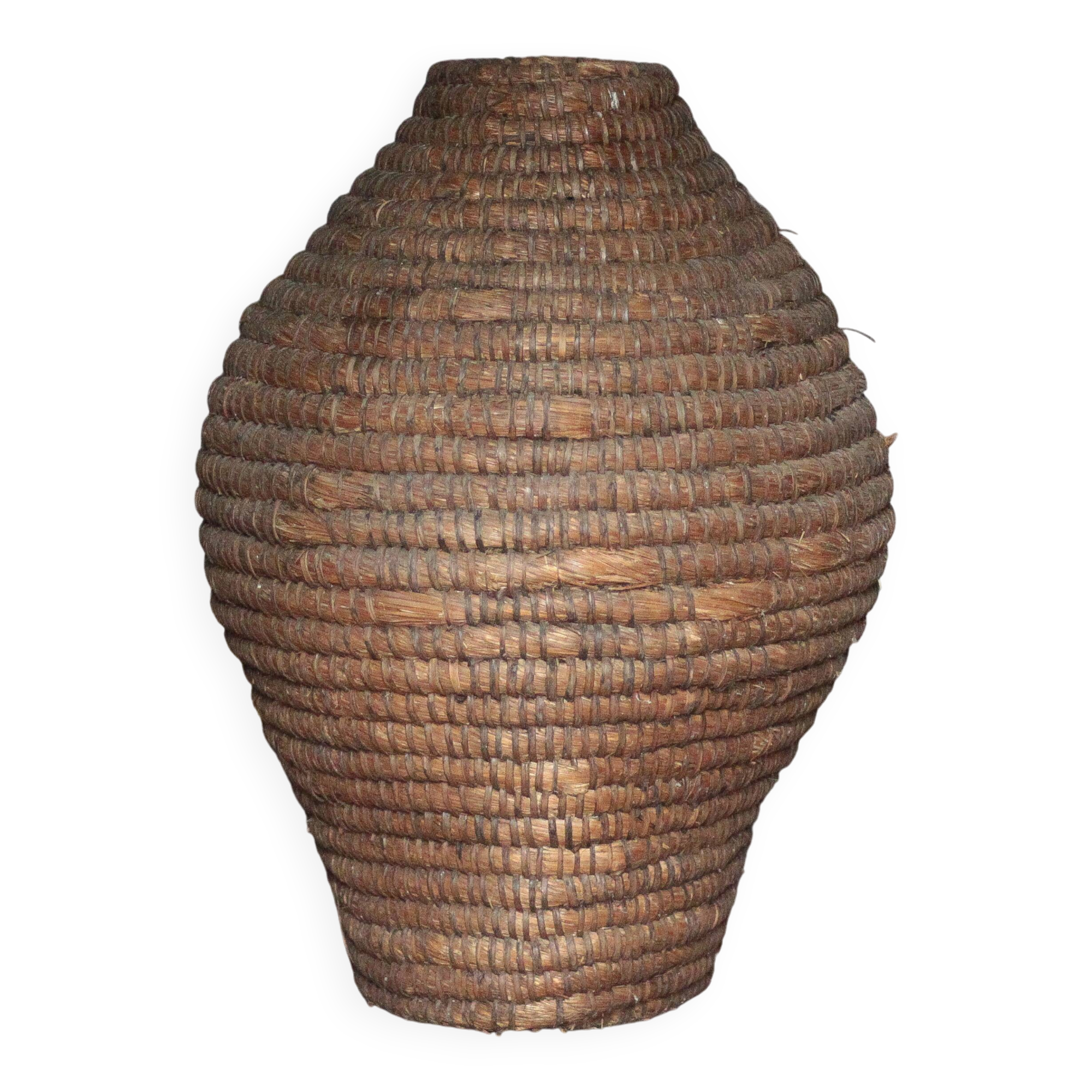 Old basket, straw and bramble, woven basket, interior decoration