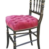 Ancienne chaise Napoléon III velours rouge capitonné