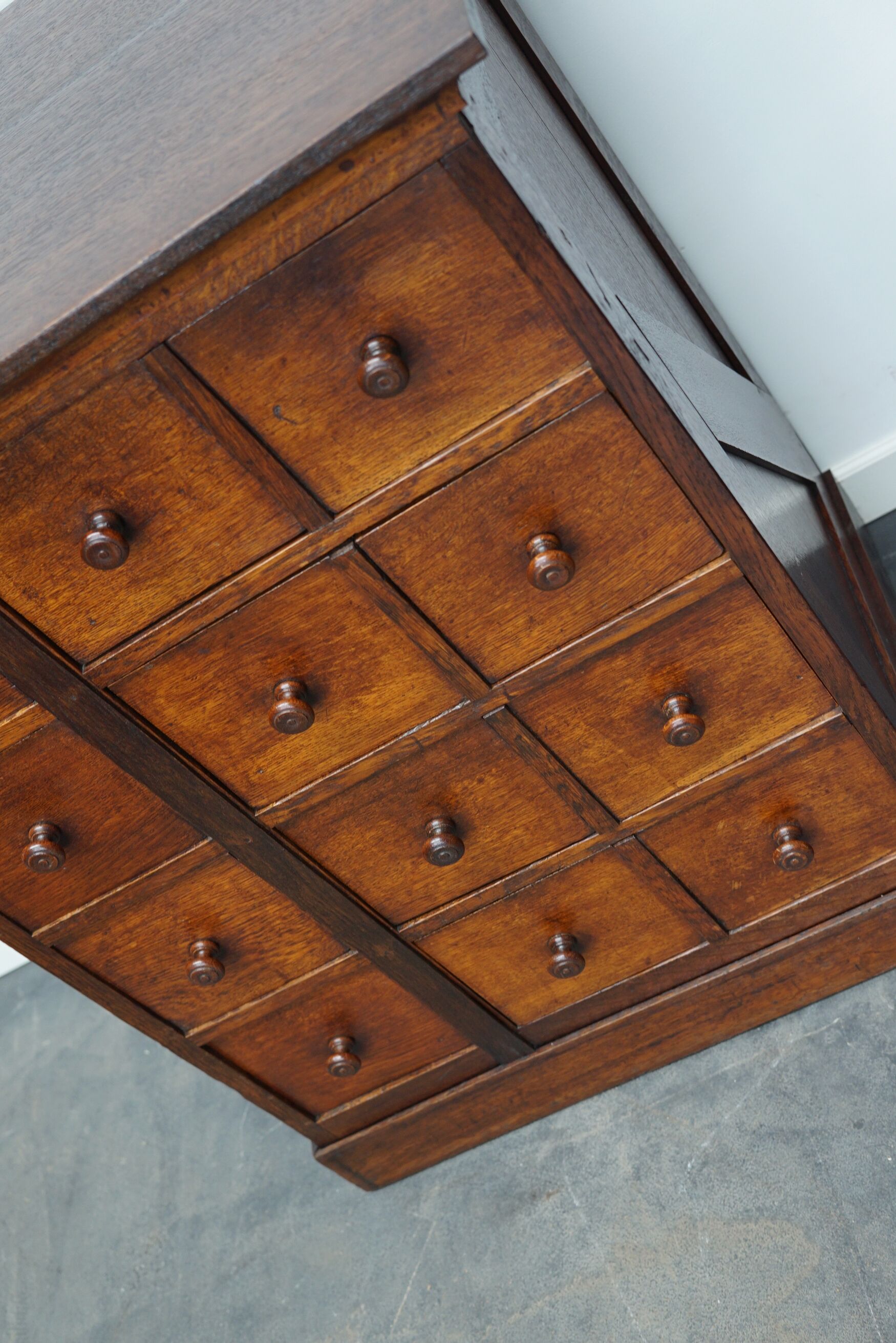 English Oak Apothecary Cabinet Cabinet, Early 20th Century