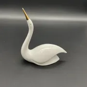 Porcelain Swan Hollóháza – Hungary – Vintage figurine with a golden beak