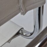 Set of 4 Chrome Sled-Base Chairs, Reupholstered in Italian Chioccarello Lin