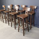 Set of 8 vintage brutalist bar stools, 1960s