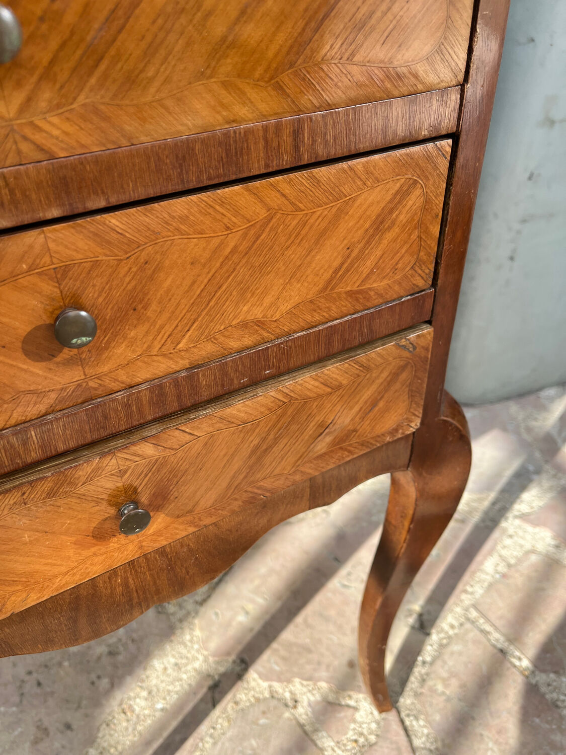 Old wooden bedside table