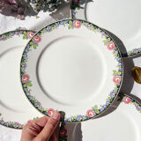 4 Digoin opaque porcelain plates with floral pattern "3984"