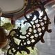 Old white opaline chandelier, brass and earthenware