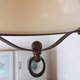 Old large pulley chandelier in brass and glass