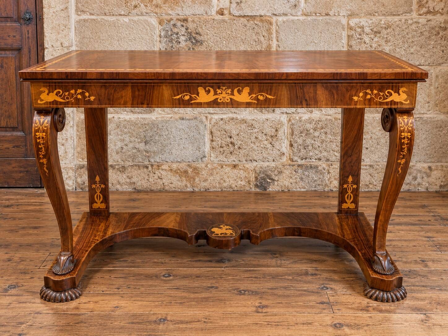 Charles X period console in walnut and marquetry – circa 1825-1830