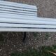 Antique garden bench with cast iron legs
