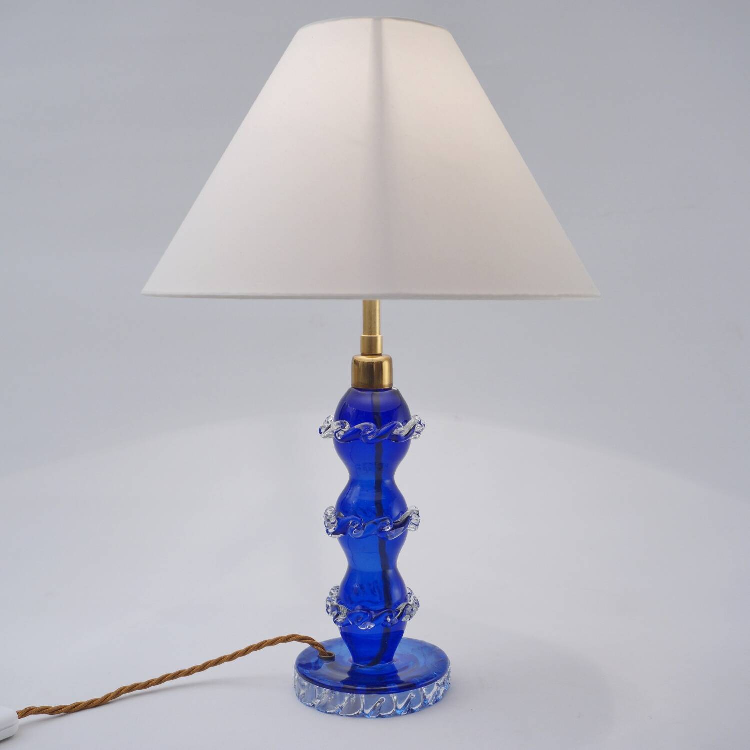 Murano glass lamp handblown blue crystal Barovier & Toso style 1920's Italy