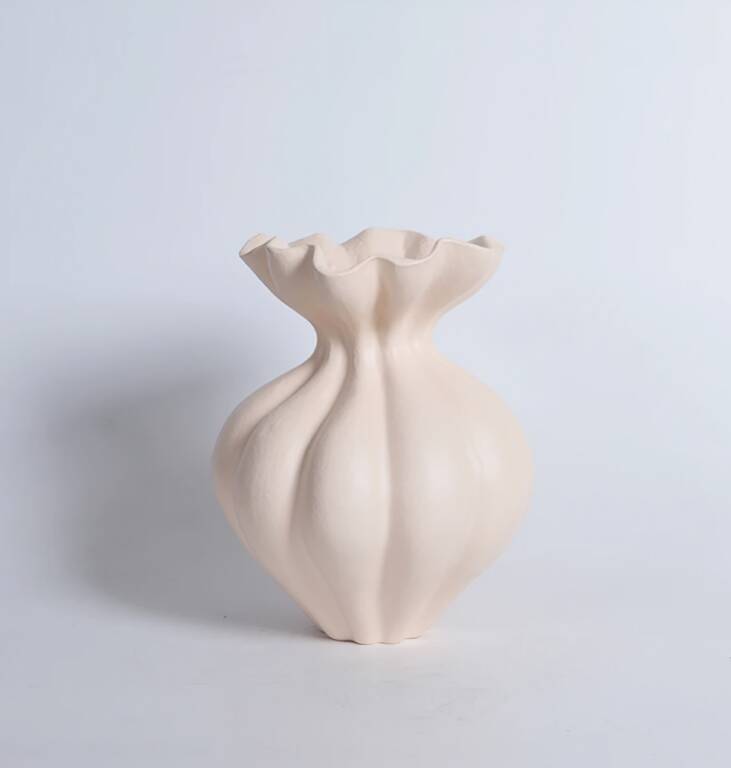 Sculptural Matte White  Vase, Modern Minimalist Home Decor