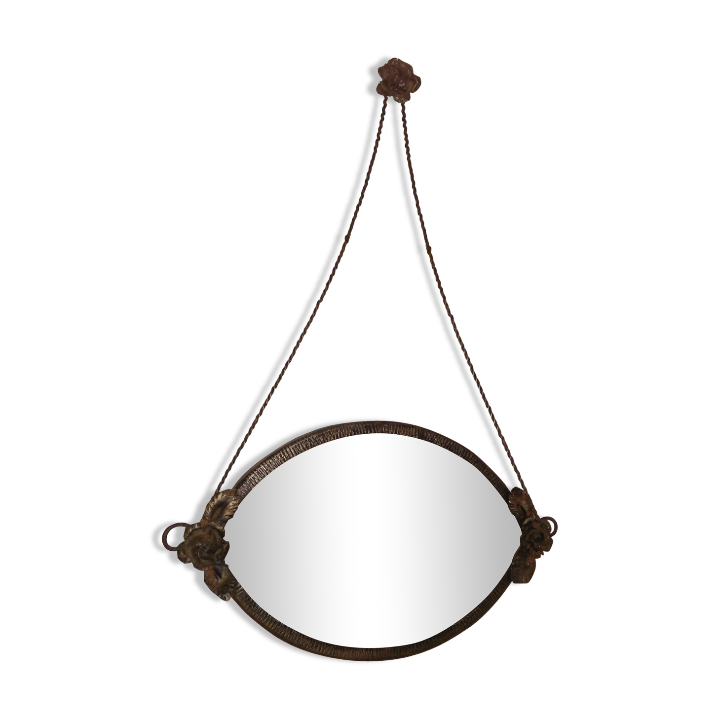 Mirror bevelled iron decorated roses 42x61cm