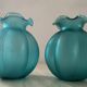 Pair of vintage vases in turquoise glass paste