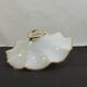 Vintage lampshade in white opaline glass with a wavy amber edge – Pendant or light