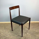 Ensemble de 6 chaises Lübke, en palissandre et simili cuir noir, années 1960.