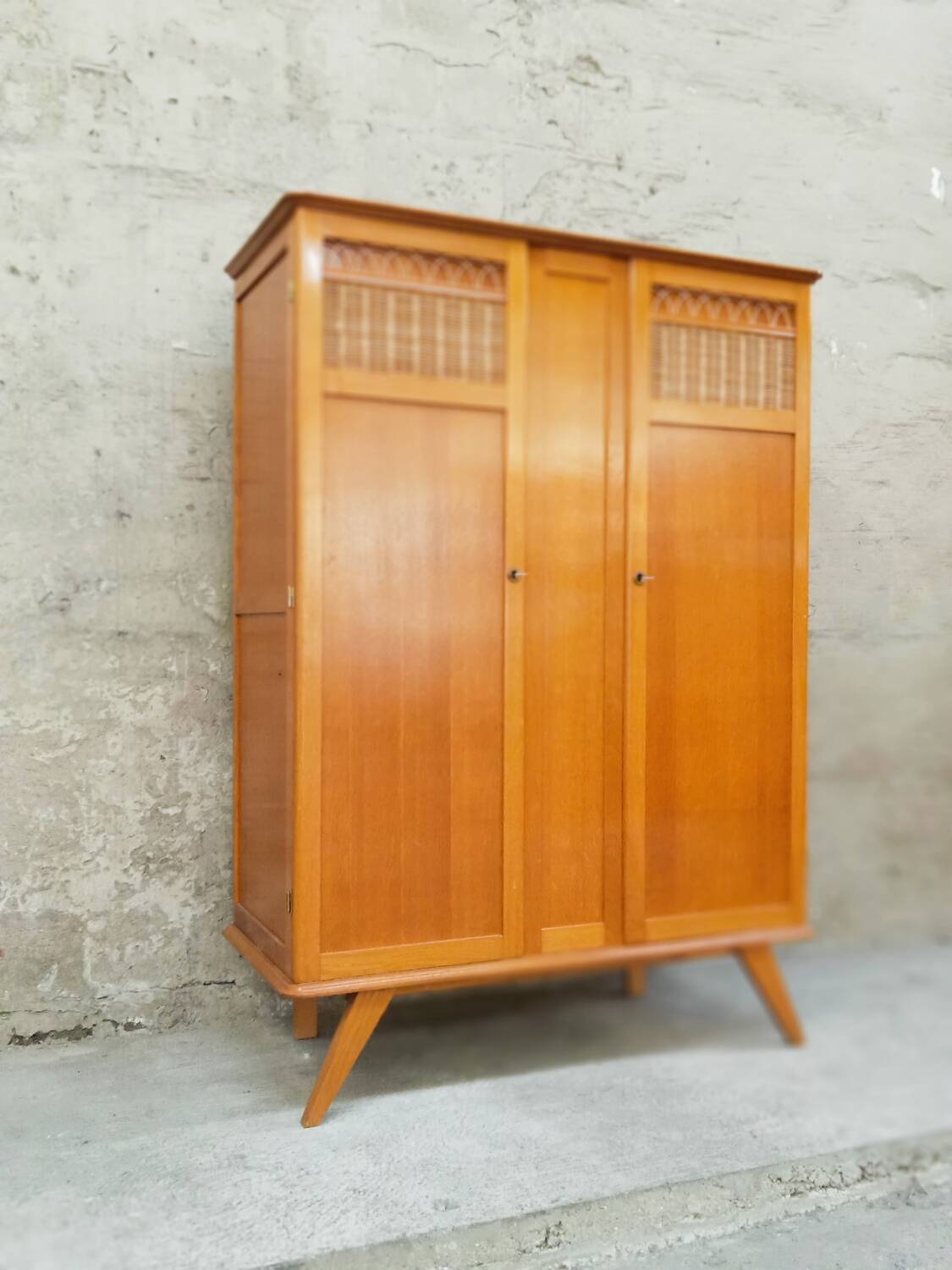 Wood & rattan cabinet