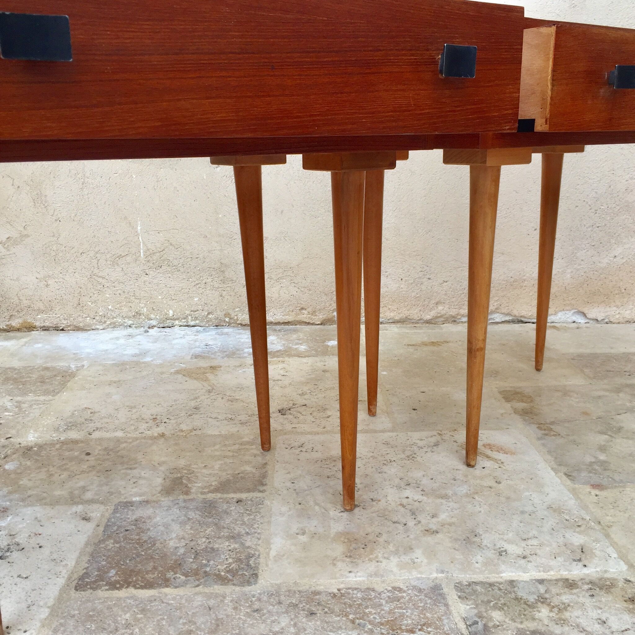Pair of nightstands vintage teak Scandinavian style
