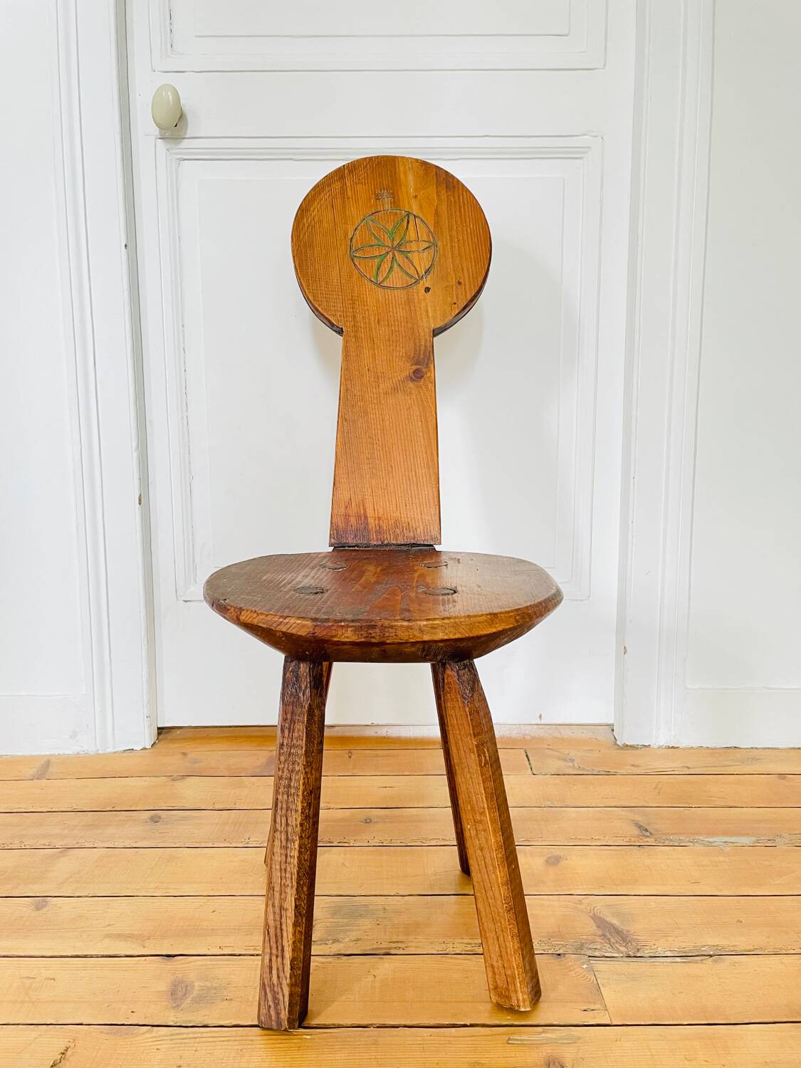 Antique brutalist chair in pine and oak