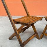 4 Antique Folding Bistro Brasserie Terrace Chairs