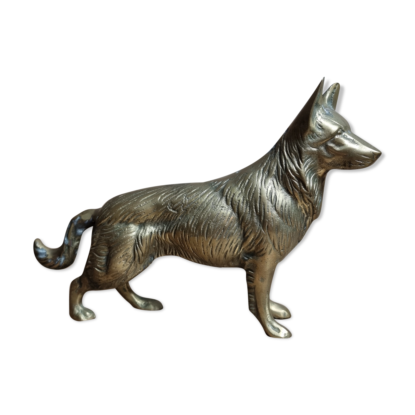 Antique brass german shepherd dog figurine