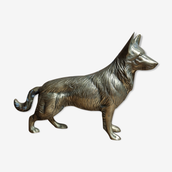 Antique brass german shepherd dog figurine