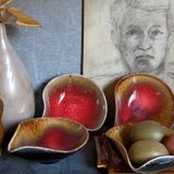 Four bowls free-form cups with French metal enamel