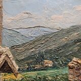 Tableau hsp "vue de mirmande" drôme, village et vigne signé raymond rigal