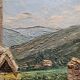 Hsp painting "view of mirmande" drôme, village and vineyard signed raymond rigal