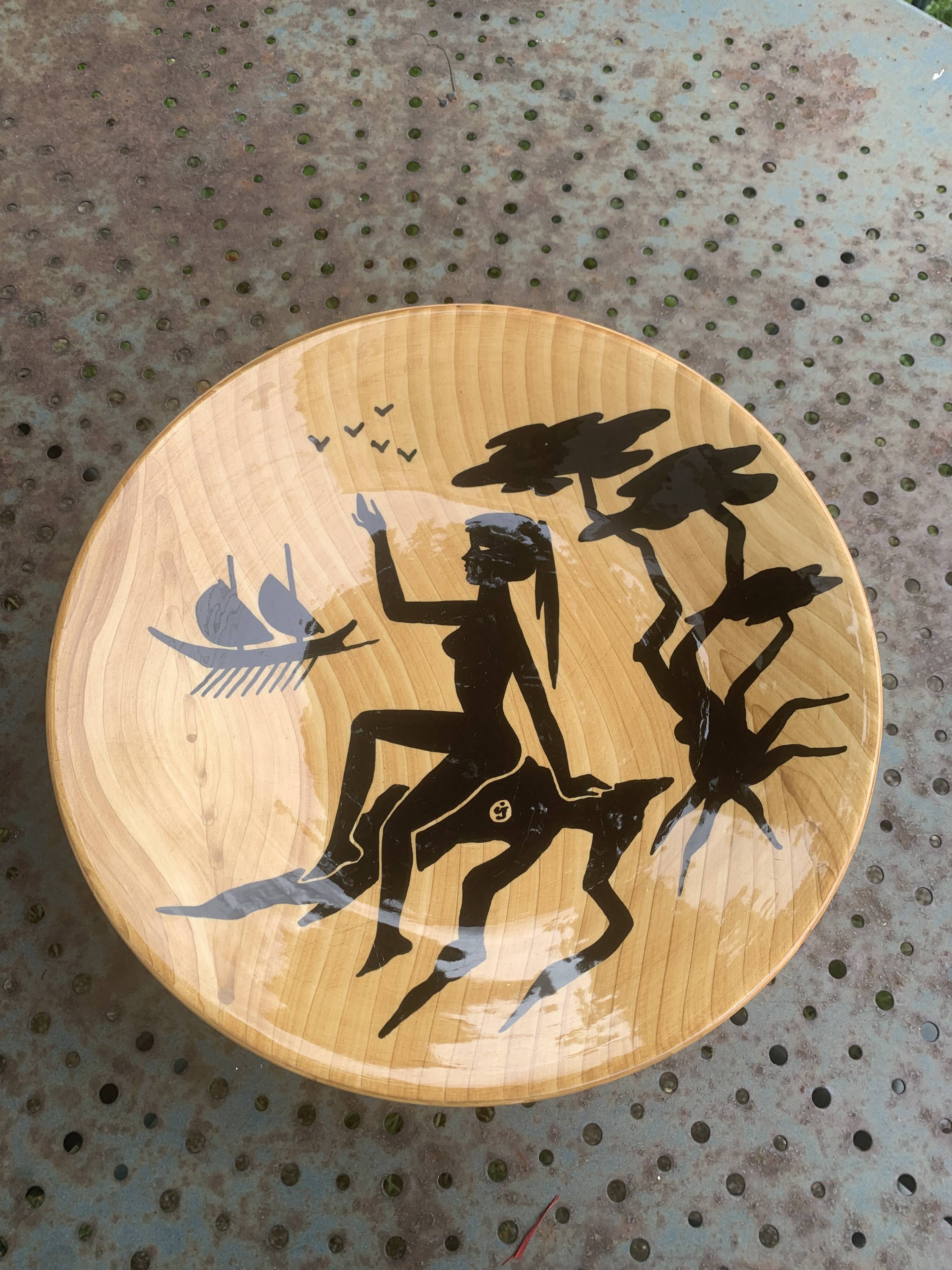 Enamelled ceramic fruit bowl, Grandjean-Jourdan Vallauris, vintage