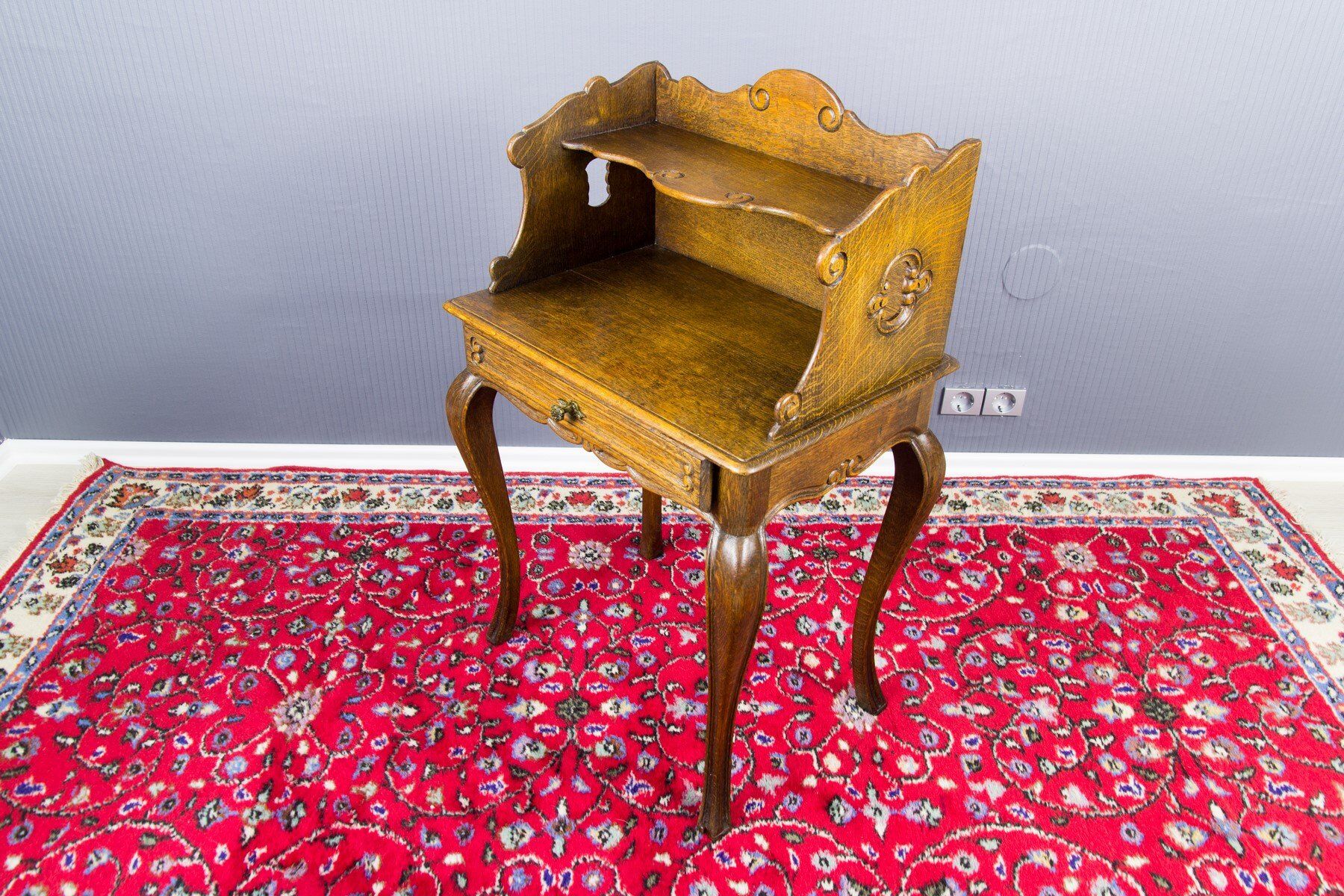 Rococo style oak nightstand or side table, ca. 1930s