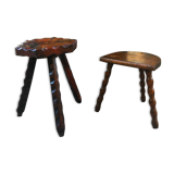 2 vintage tripod stools 1960