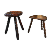 2 vintage tripod stools 1960