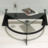 Modern and Contemporary Italian Coffee Table Blackened Metal and Glass Top