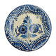 Earthenware plate signed brilland bayeux blue flowers in the taste of quimper
