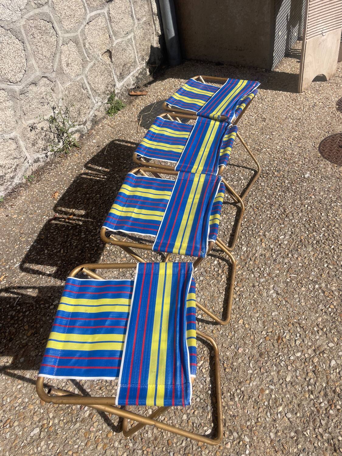 Set of 4 vintage folding camping chairs