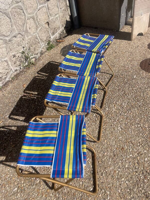 Lot de 4 chaises pliantes camping vintage