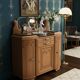 Art Deco Display Buffet in Carved Wood, Black Marble and Bi-Mirror