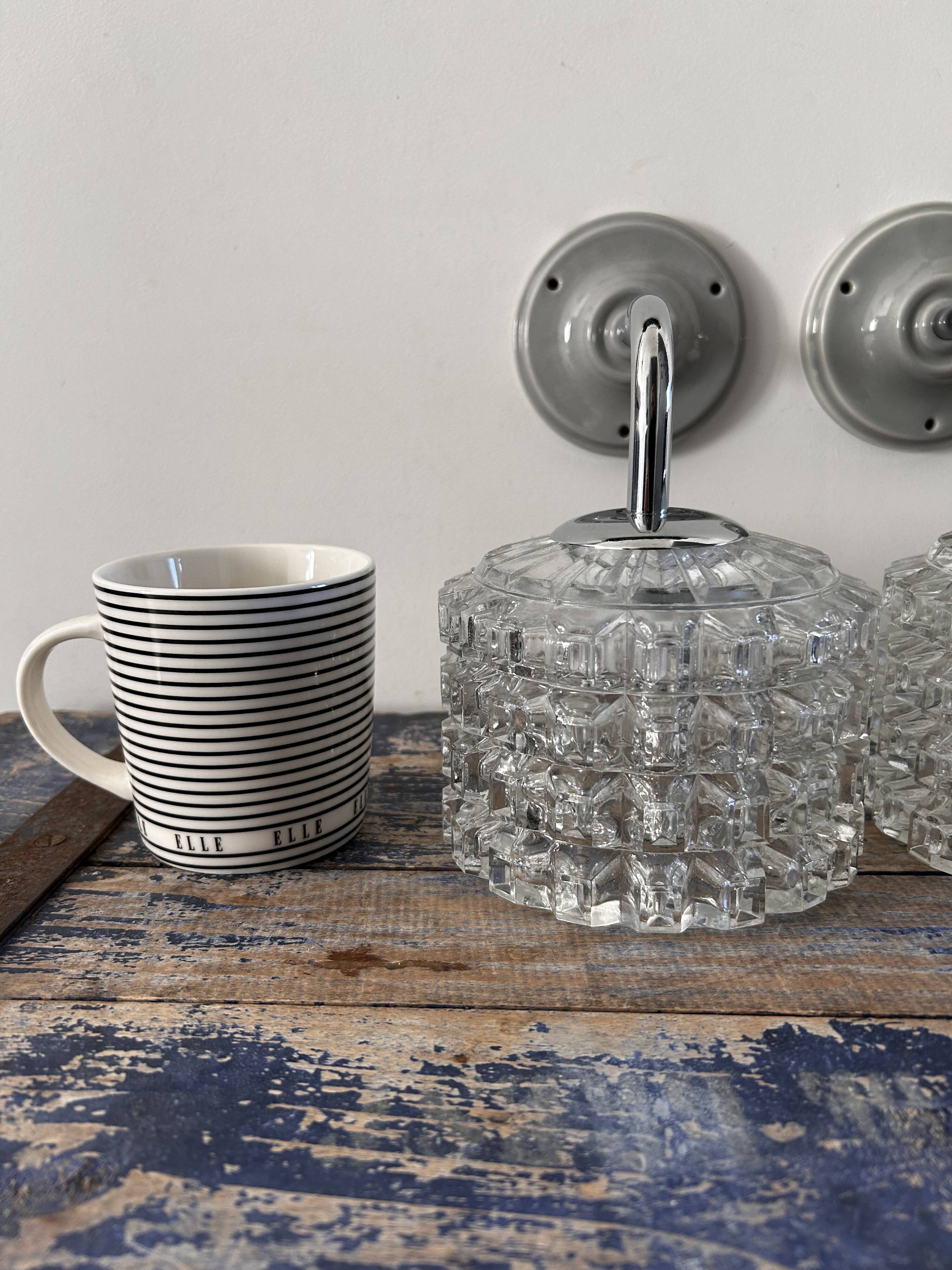 Pair of chrome wall lights