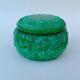 Bohemian handmade malachite glass candy dish or jewelry box.
