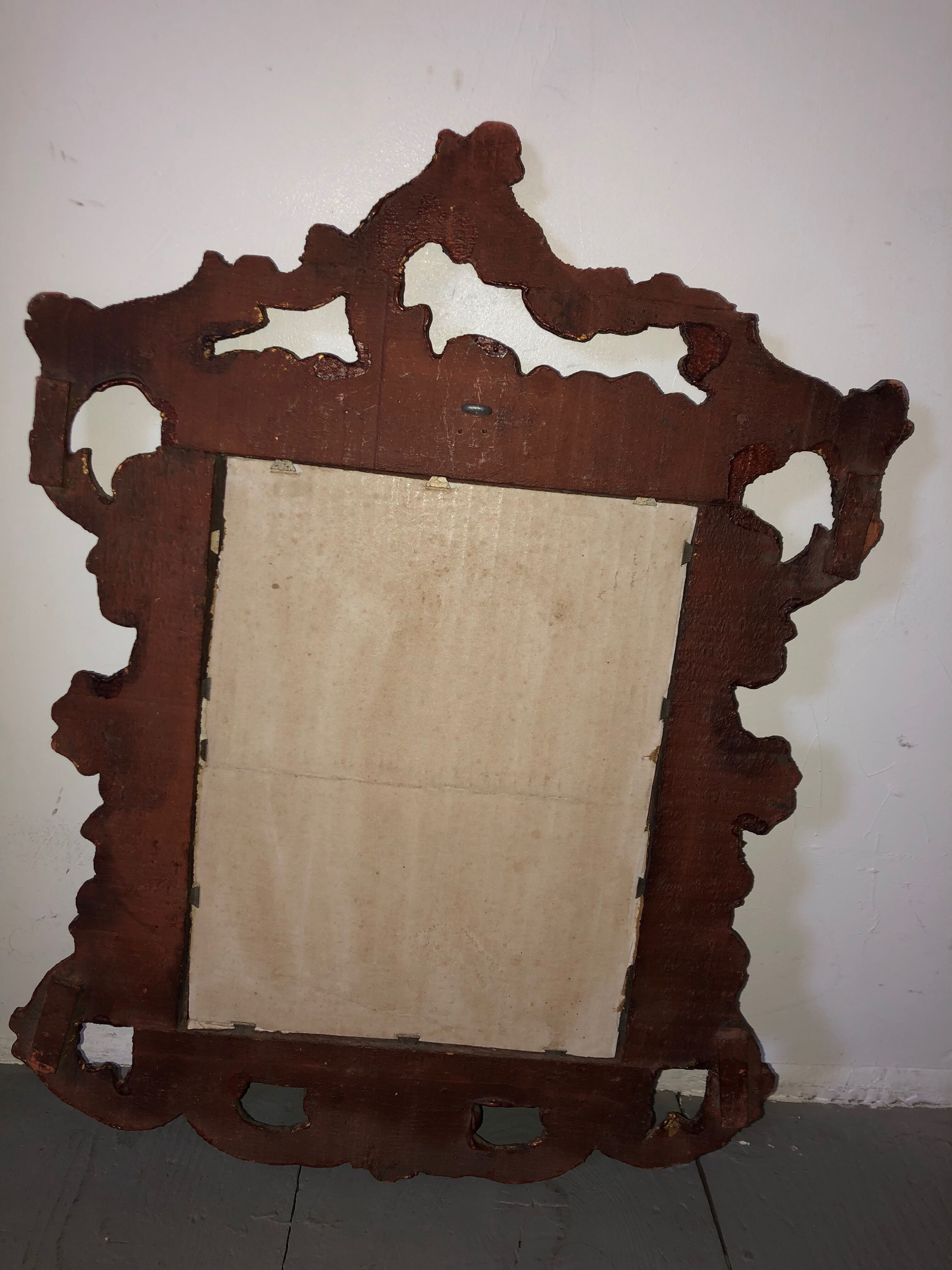 Golden wooden mirror old vintage 33x43cm