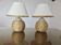 Pair of bedside lamps made of woven sea rush, matching lampshades, 1980.