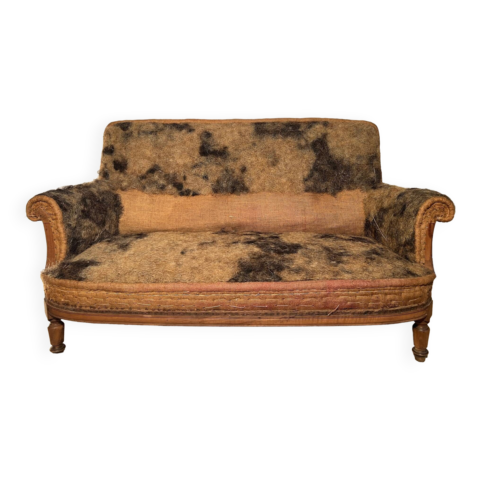 19th century Louis Philippe 3-seater sofa in walnut, ready to upholster