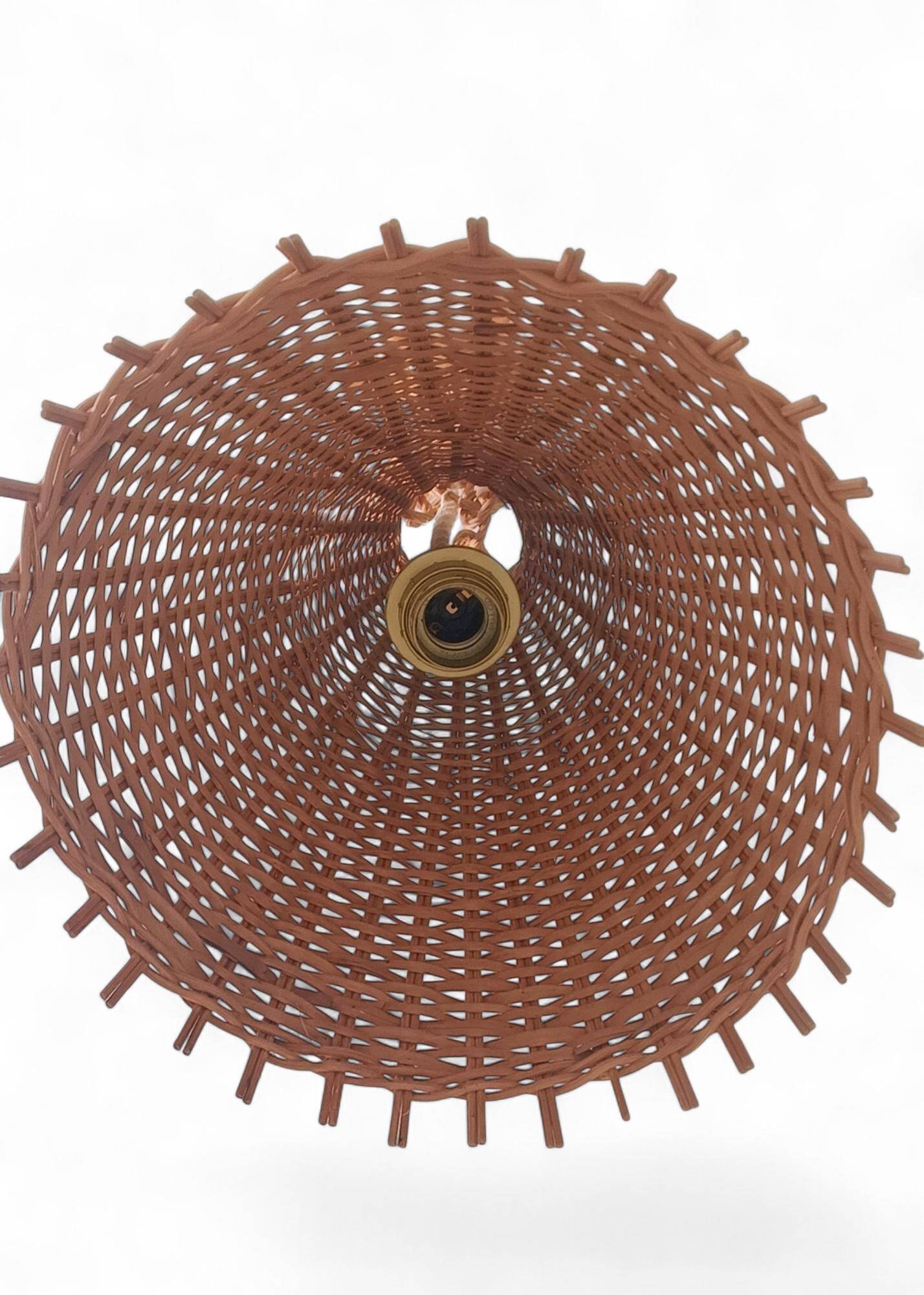 Rustic Midcentury Wicker Pendant Lamp, Spain, 1950s