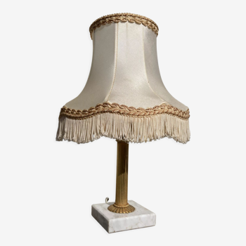 Marble table lamp and antique golden column