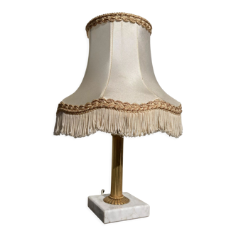 Marble table lamp and antique golden column