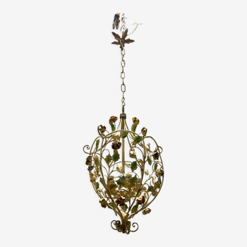 Lustre à fleurs tole italiennes années 1960