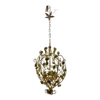 Italian Tole Flower Chandelier, 1960s