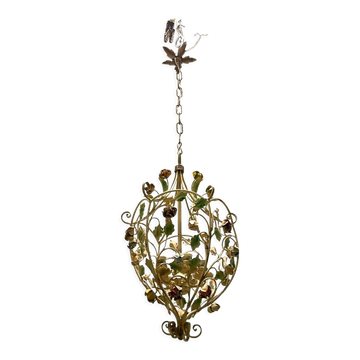 Italian Tole Flower Chandelier, 1960s
